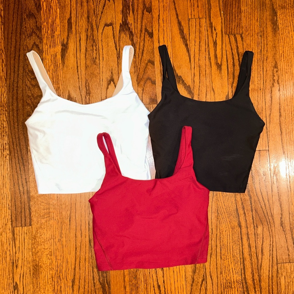 Old Navy Active Crop Tank Trio - Red, Black & White